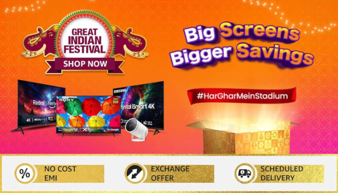 what benefits will amazon offer during great indian festival on tv & large appliances?